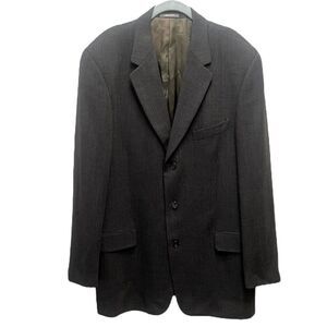 Calvin Klein Men’s‎ 100% Wool Blazer Sz 42 Brown Windowpane Grid Preppy Tailored